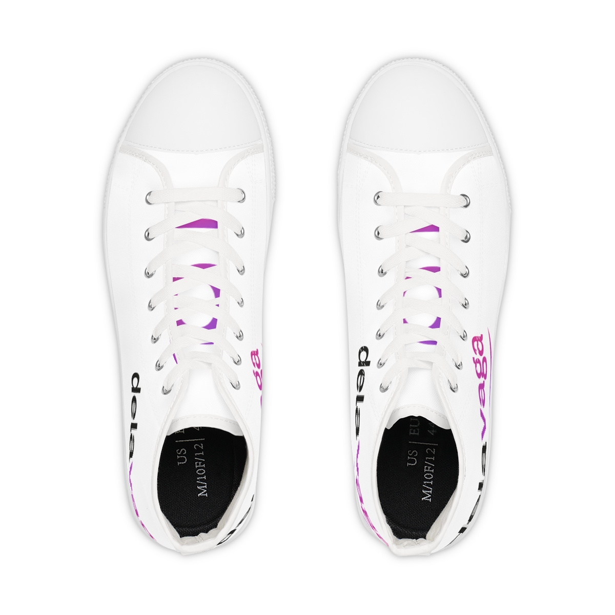 Delavaga logo high top Sneakers | White canvas custom printed