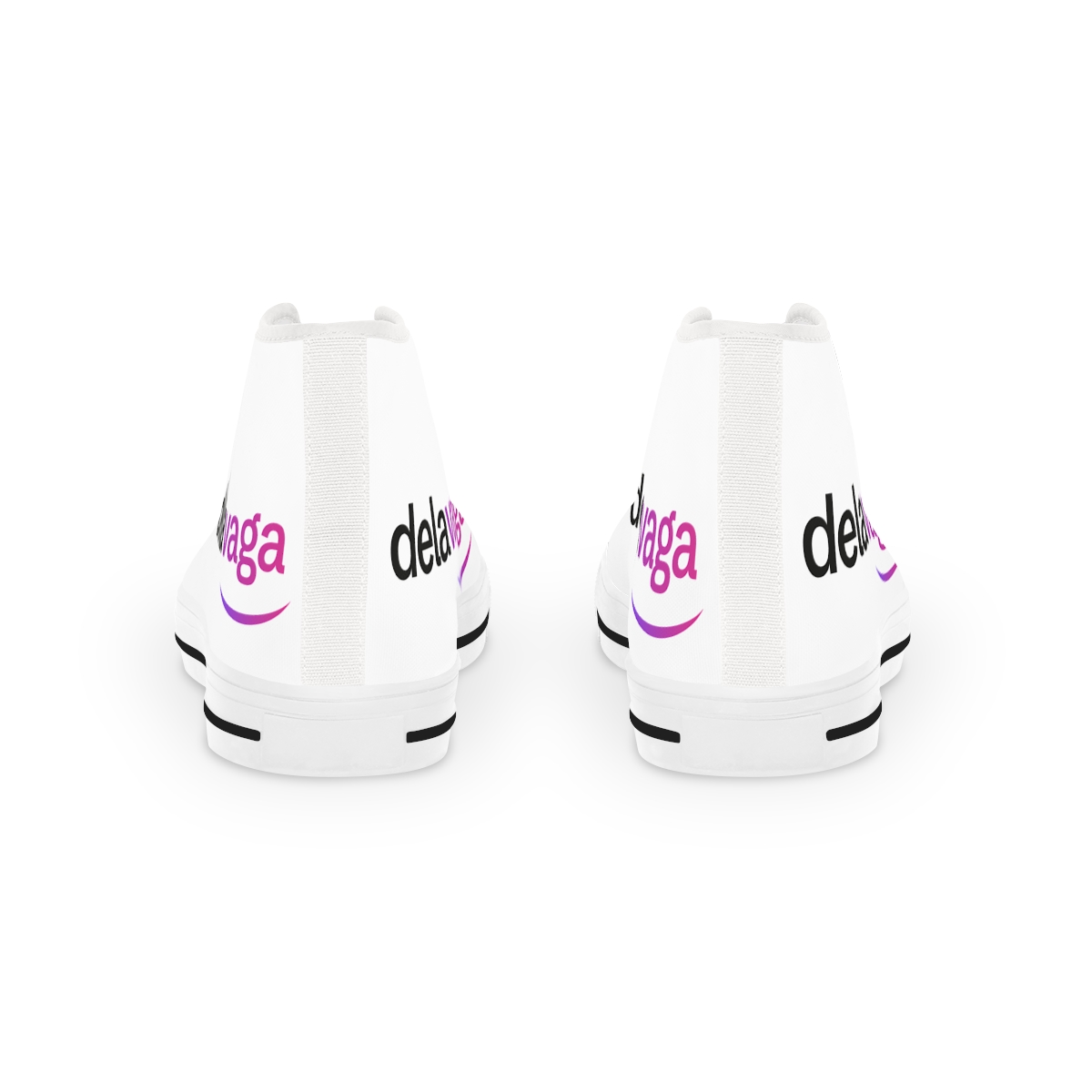 Delavaga logo high top Sneakers | White canvas custom printed
