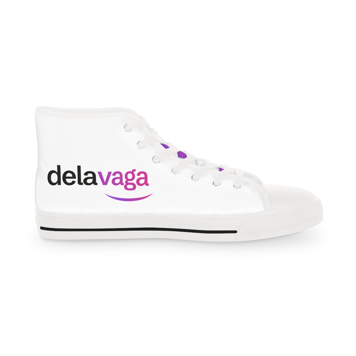 Delavaga logo high top Sneakers | White canvas custom printed