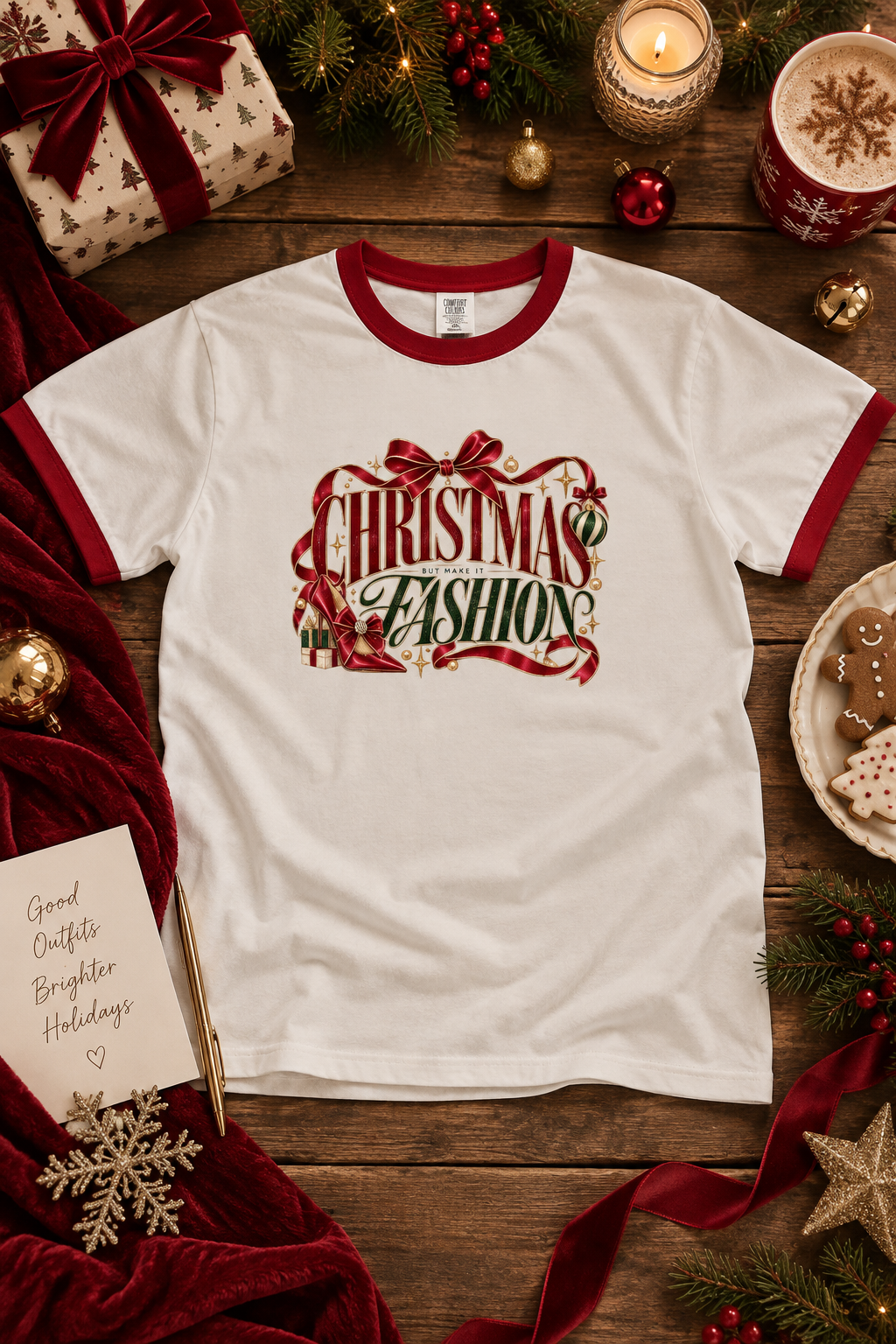 Christmas But Make It Fashion T-Shirt | Women’s Christmas Graphic Tee | Glamorous Holiday Shirt | Festive Fashion Top