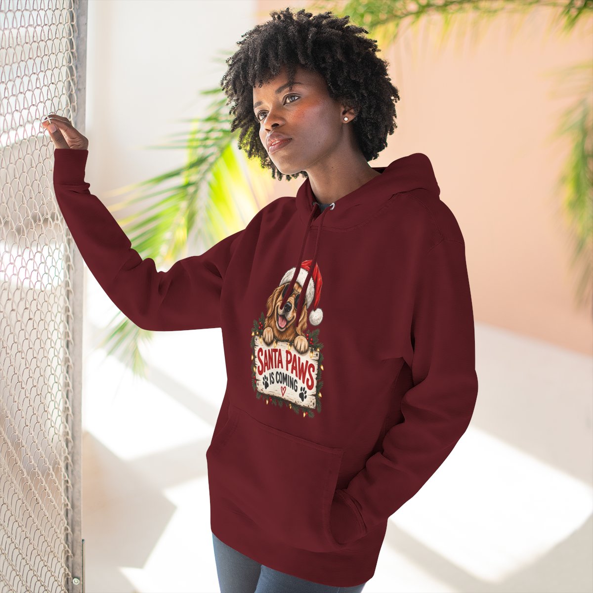 Christmas Hoodie for Dog Moms | Funny Dog Lover Sweatshirt | Santa Paws Holiday Hoodie for Women