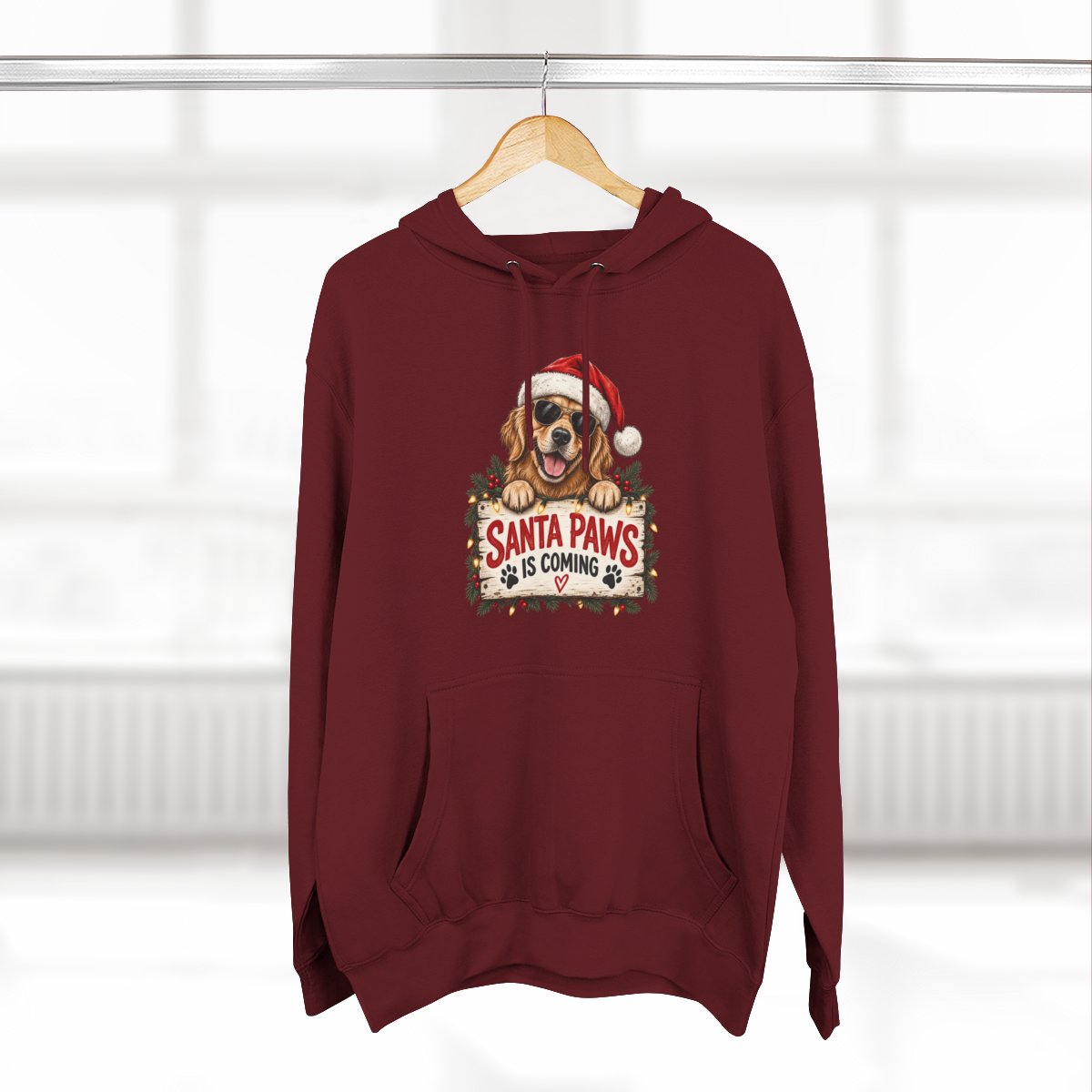Christmas Hoodie for Dog Moms | Funny Dog Lover Sweatshirt | Santa Paws Holiday Hoodie for Women